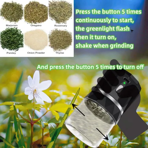Miniatura 7 de Pequeño molinillo de especias automático, eléctrico, compacto para capullos de flores, con USB recargable de 1.7 onzas, tamaño de cámara de especias