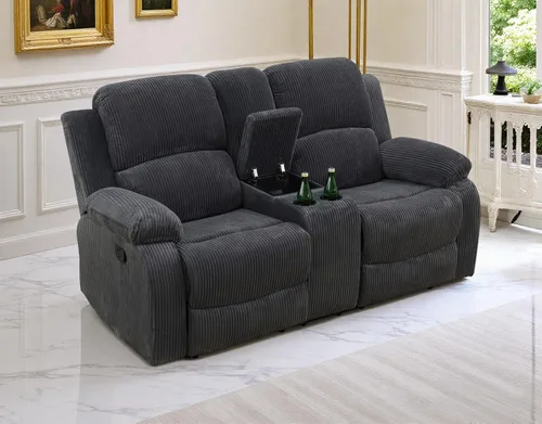 Miniatura 51 de Sofá reclinable manual moderno, sofá reclinable de cuero de 3 plazas, sofá reclinable de sala de estar, sofá con portavasos y mesa abatible