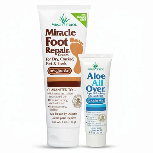 Miniatura 14 de Miracle Foot Repair Cream, (1 onza/3 unidades) repara talones y pies secos agrietados, 60% ultraaloe puro hidrata, suaviza y repara