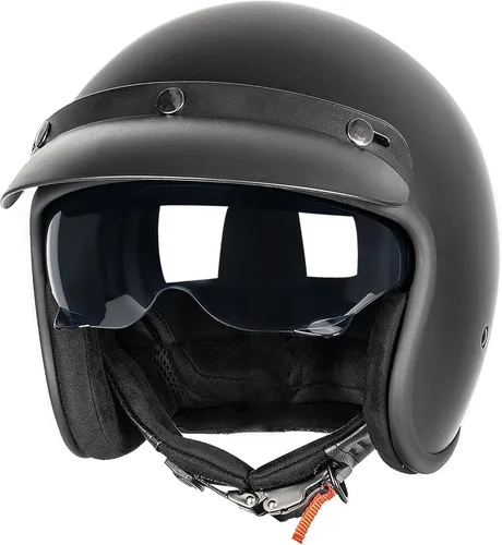 Miniatura 11 de Yesmotor Casco de motocicleta retro de cara abierta 3/4, casco Vespa, aprobado por DOT, adultos, unisex, entusiastas de la motocicleta, amantes
