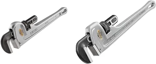 RIDGID 47057 Llave de tubo recta de aluminio modelo 812, llave de fontanería de 12 pulgadas, plata, pequeña y llave de tubo de plomería recta de