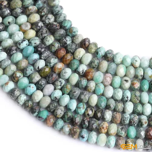 Miniatura 3 de GEM-Inside - Cuentas espaciadoras facetadas con piedras preciosas naturales de África turquesa verde de 0.079 x 0.118 in para fabricación de joyas