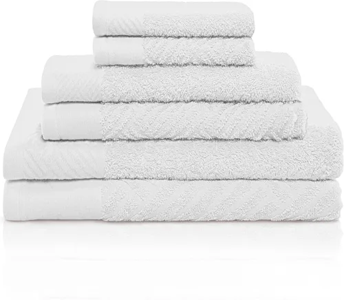 Superior Juego de 6 toallas de 100% algodón egipcio de 500 GSM, 6 piezas, 2 caras, 2 manos, 2 toallas, ideal para baño, cocina o playa, de secado
