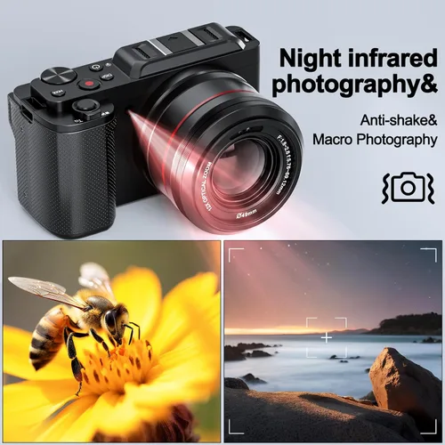 Miniatura 6 de G-Anica Cámara digital, cámaras ópticas 5K y 12X para fotografía, cámara de vlogging de 48MP para YouTube, cámara de video, salida WiFi y HDMI