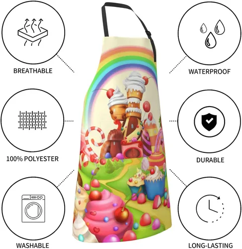Miniatura 6 de Siiuuol Cute Cats - Delantal de cocina impermeable unisex con babero ajustable