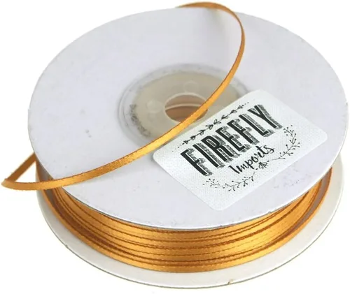 Miniatura 49 de HOMEFORD Cinta de satén de doble cara para envolver regalos, 1/8 pulgadas, 100 yardas, oro antiguo