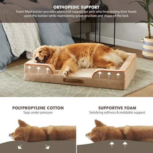 Miniatura 4 de Friends Forever Cama ortopédica para perros extra grandes, sofá cama impermeable de espuma viscoelástica para perros XL con funda extraíble lavable