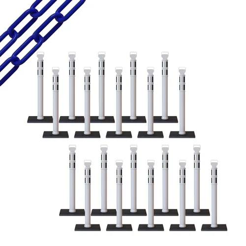 Miniatura 7 de Trafford Industrial - Juego de 20 postes de delineador de 45 pulgadas, collares reflectantes de 3 pulgadas, base de goma de 10 libras