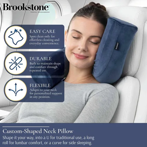 Miniatura 3 de Brookstone Free Form Almohada de Viaje - Almohada de Cuello de Viaje de Espuma Viscoelástica Ligera y Flexible para Dormir, Automóvil, Avión y Azul