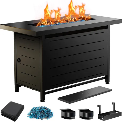 Miniatura 9 de Ciays Protector de viento de vidrio de 28 pulgadas / 32 pulgadas para fogata de propano, se adapta a mesa de gas de acero de 50,000 BTU, funciona