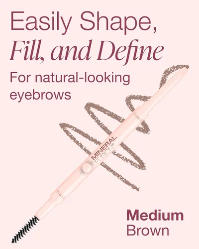 Miniatura 4 de Mineral Fusion Lápiz retráctil para cejas (marrón medio) - Ganador del premio TZR Beauty Heroes 2025 - Forma y define las cejas con cepillo