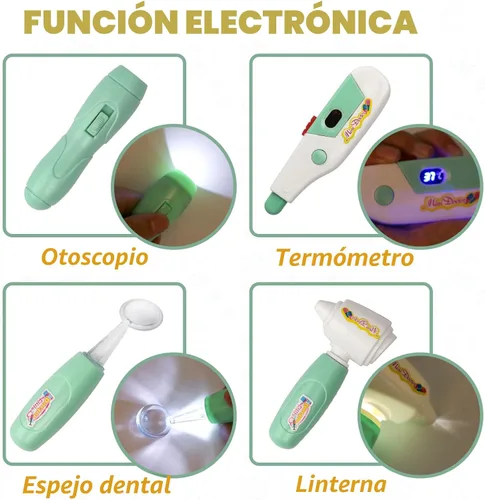 Miniatura 3 de Liberry Kit médico para niños pequeños de 3, 4, 5 años, 30 piezas de juguete médico con estetoscopio, disfraz, juego médico verde, regalo