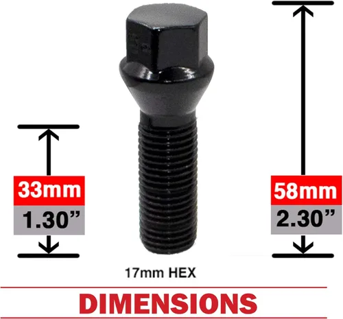Miniatura 2 de Wheel Accessories Parts Juego de 20 pernos de orejeta M14 x 1.25 14 x 1.25 para asiento de bellota, 0.669 in, hexagonal, 1.299 in de longitud