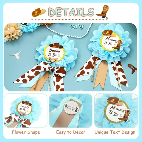 Miniatura 4 de Decoraciones de vaquero para baby shower, banda de maternidad de vaquero azul para baby shower, diseño de vaquero para mamá para ser papá para baby