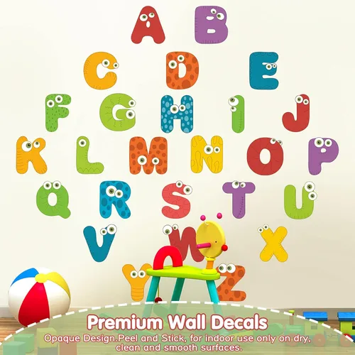Miniatura 2 de Calcomanías de pared con letras ABC, calcomanías del alfabeto para decoración de habitación de niños, decoración de pared para guardería, decoración