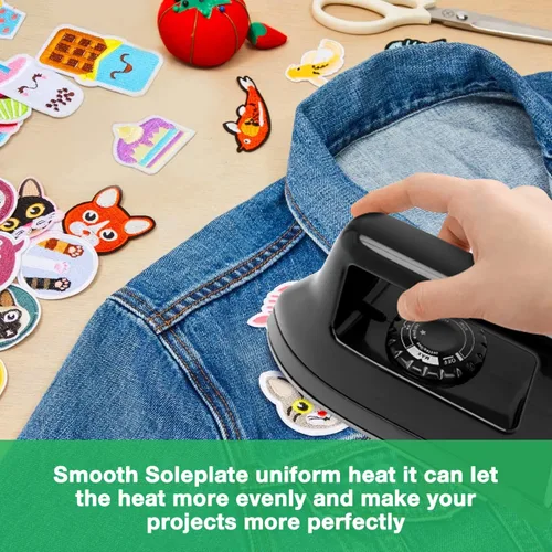 Miniatura 4 de Mini plancha para manualidades y acolchados, máquina eléctrica de prensa de calor para viajes y hogar para suministros de costura (negro)