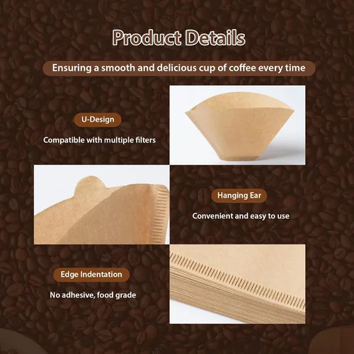 Miniatura 6 de PakTalk 300 unidades de filtros de café en cono #4, filtros de café de papel marrón natural de 4 conos para café de filtro y cafetera de goteo