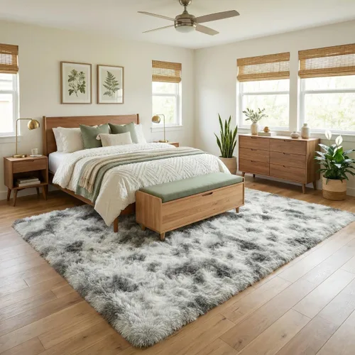 Miniatura 11 de Alfombra suave y esponjosa para dormitorio, alfombra de felpa lanuda de 7 x 10, alfombra antideslizante y mullida para sala de estar, habitación
