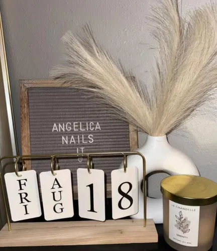 Miniatura 5 de Calendario perpetuo de madera para escritorio, exhibición de fecha y mes de madera y metal para maestros, estudiantes, aula, decoración rústica