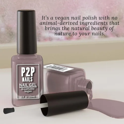 Miniatura 7 de P2P Nails Esmalte de uñas en gel vegano neutro, brillo natural, sin arañazos, secado rápido, textura suave en colores vibrantes, esmalte de gel