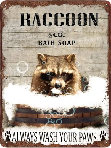 Miniatura 11 de Cartel de metal divertido de jirafa para baño, diseño retro de cabra para pared, póster de inodoro con texto "Wash Your Hooves", letrero de hojalata