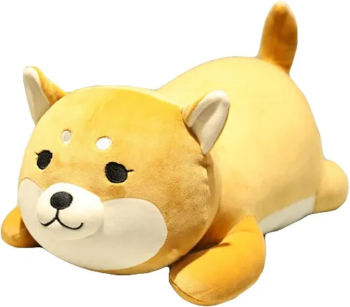 ERDAO Shiba Inu - Almohada de peluche, suave juguete de peluche de Corgi lindo, muñeca de cachorro durmiendo, regalos para niños (ojos redondos,