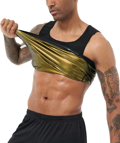 Miniatura 7 de Chaleco de sudoración para sauna, camiseta deportiva de tirantes para entrenamiento, faja de cintura para hombres, chaleco de compresión para Azul