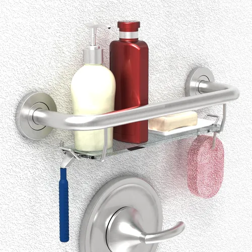 Miniatura 14 de Barra de seguridad para baño, ducha e inodoro para personas mayores y discapacitados, mango de asistencia de equilibrio de ayuda de movilidad, acero