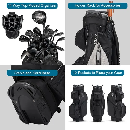 Miniatura 4 de KVV Bolsa Organizadora de Carrito de Alta Gama, Bolsa de Golf Silenciosa Premium con Asas Duales, 14 Ranuras de Bloqueo para Clubes para Hombre