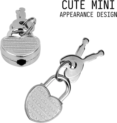 Miniatura 3 de Paquete de 5 candados para diario, mini cerraduras con llaves, pequeñas cerraduras de equipaje para viajes, joyas, cajas, mochila (corazón, 5)