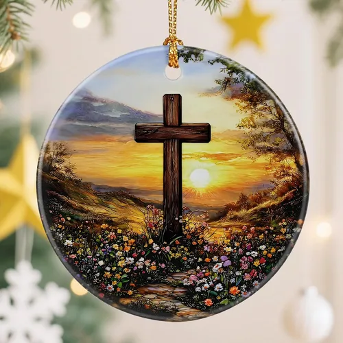 Miniatura 12 de Adorno de Cruz Católica, Adornos de Navidad Cristianos, Adornos de Árbol de Navidad, Decoración Religiosa de Vacaciones Regalos para Cristianos