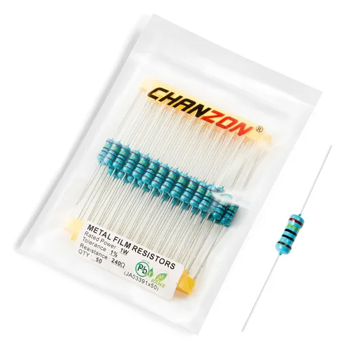 Miniatura 76 de Chanzon 50 piezas 1 W 10 Ω ohm Resistencia de película metálica fija de tolerancia 0.01 ±1% 10R MF Resistencias de agujero pasante con limitación