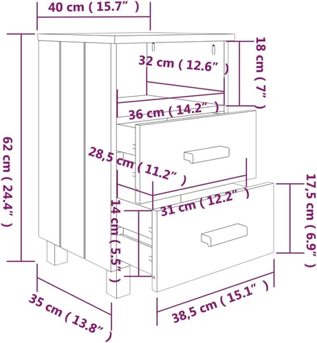 Miniatura 2 de Armario de noche con 2 cajones y 1 compartimento abierto, mesita de noche de madera, mesa auxiliar organizadora de almacenamiento para muebles