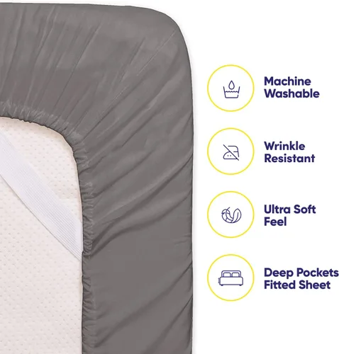 Miniatura 3 de Sábanas de cama tamaño California King – 6 piezas 1500 Supreme Collection Juego de sábanas de microfibra cepillada fina con bolsillos profundos Gris