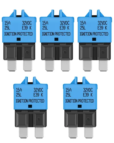 LENKRAD Fusible reiniciable ATC/ATO automotriz de 15 amperios, 15 A, reinicio manual, hoja estándar, fusibles de 15 amperios, disyuntor de reinicio