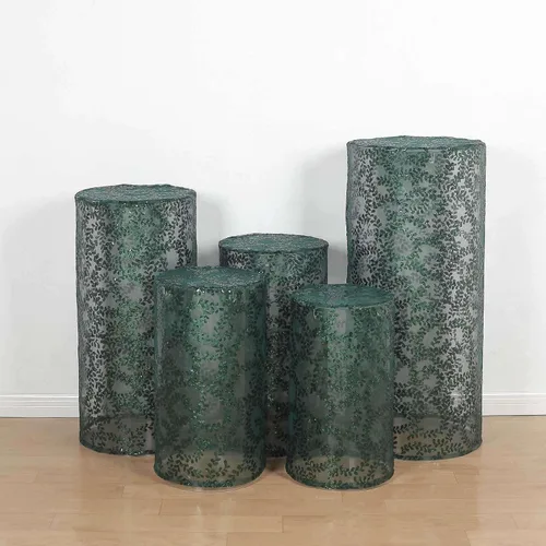 Miniatura 12 de Efavormart - Juego de 5 fundas de soporte para caja de exhibición cilíndrica de elastano, color negro, fundas elásticas para pilar de pedestal, 160
