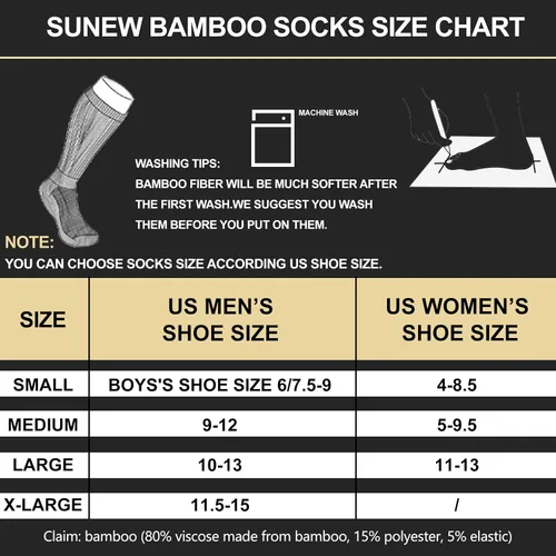 Miniatura 2 de Sunew 6 pares de calcetines de bambú de viscosa, unisex acolchados cómodos tipo crew para entrenamiento y senderismo