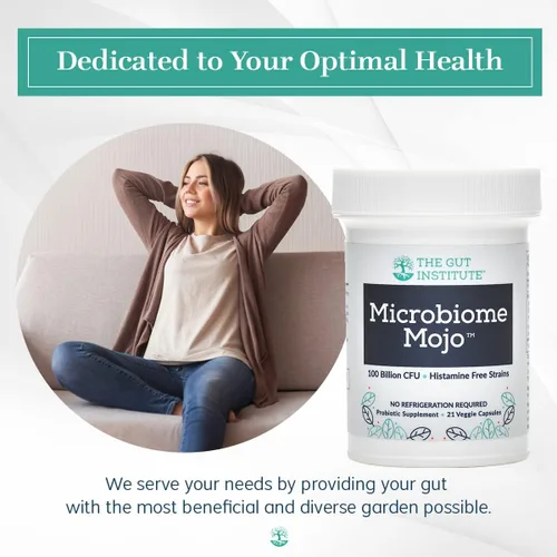 Miniatura 6 de Microbiome Mojo - Probióticos 2 en 1 de alta potencia, 100 mil millones de UFC más 500 millones de probióticos viables a base de suelo por cápsula