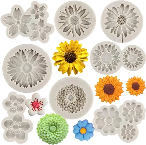 Miniatura 10 de Sijiangmold Molde de silicona de flor de hibisco, orquídea de hibisco, moldes de fondant, molde de caramelo de flores de plumeria, molde