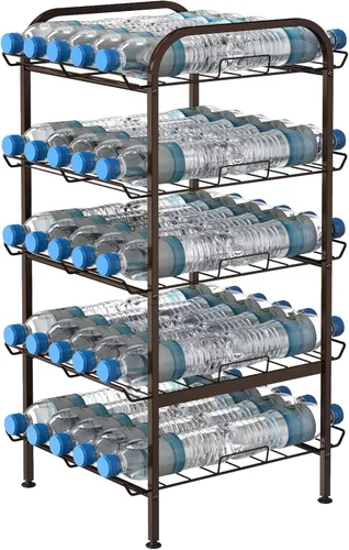 smusei Organizador vertical para botellas de agua de 5 niveles, estante de almacenamiento de metal, dispensador de bebidas de gran capacidad,