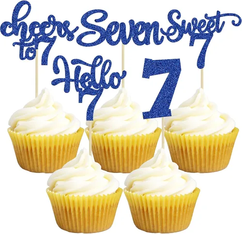 Miniatura 73 de 30 piezas Adornos para pastel de cumpleaños de 6 años, seis brillos, hola 6, púas para cupcakes, felicitaciones a los 6 años, decoraciones