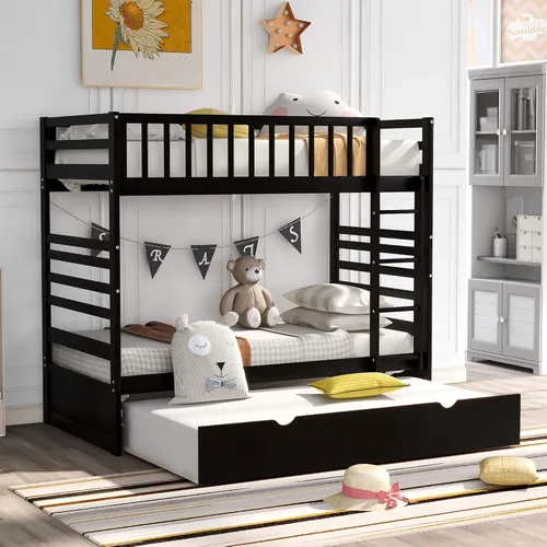 Miniatura 20 de Harper&Bright Designs - Litera individual sobre individual con barandilla de seguridad, escalera, cama nido individual con 3 cajones para niños
