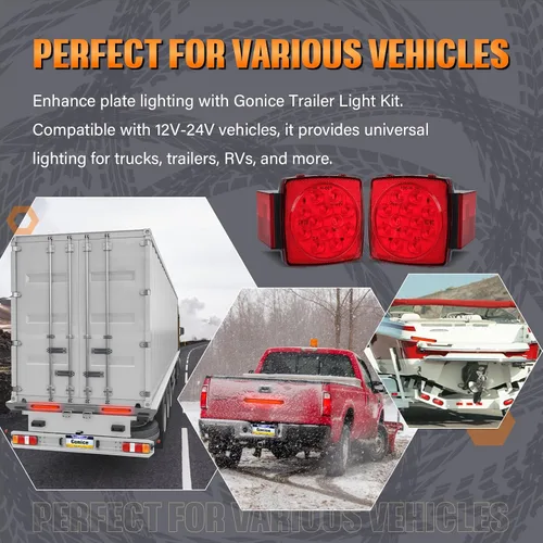 Miniatura 9 de Gonice Juego de 2 luces LED cuadradas para remolque, freno de freno, cola de matrícula, lámpara de luz LED para 12 V, cámper, camión, caravana