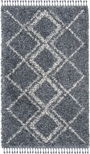 Miniatura 20 de SAFAVIEH Pro Luxe Shag Collection - Alfombra de pasillo, 2 pies 6 pulgadas x 6 pies, color crema y azul, diseño de borlas bohemias, no desprende