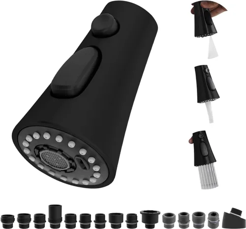Miniatura 12 de Hibbent Reemplazo del cabezal del grifo de cocina, boquilla de pulverización de 3 funciones del cabezal del grifo de cocina con 9 adaptadores