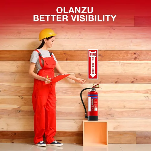 Miniatura 5 de OLANZU Señales de extintor de incendios para empresas, paquete de 5, letrero de metal para extintor de incendios de 4 x 12 pulgadas, de aluminio