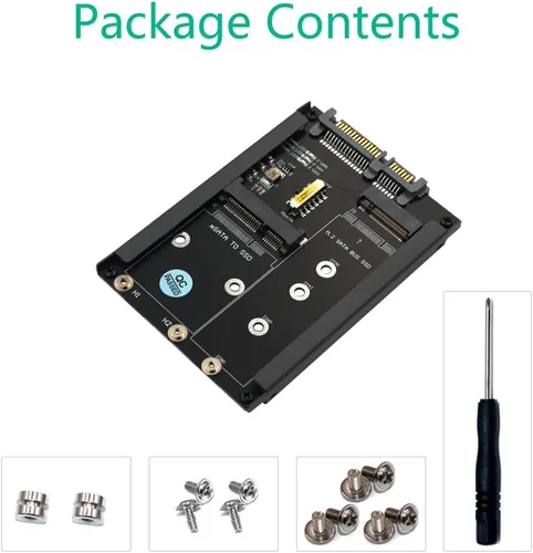 Miniatura 7 de HLT MSATA y B Key/B&M Key SSD 2 en 1 a SATA III de 2.5" con soporte de marco - Conserva mSATA SSD como unidad SATA de 0.276 in 2.5