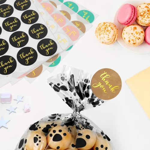 Miniatura 5 de 100 bolsas de celofán con estampado de patas de perro de mayor capacidad, bolsas de golosinas para perros y gatos con calcomanías, bolsas de dulces