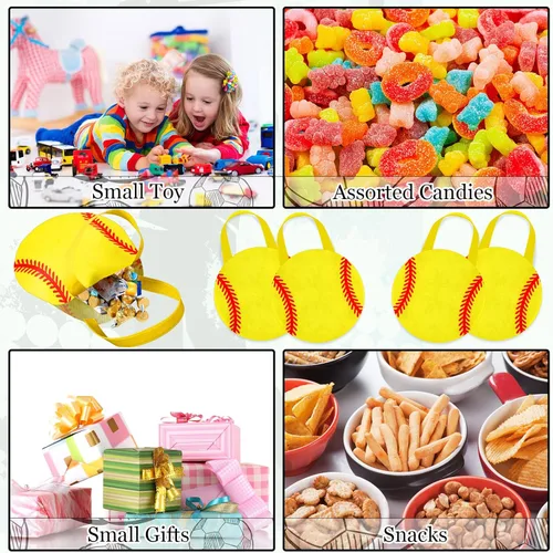Miniatura 5 de Shihanee 24 Piezas Bolsas de Favor de Fiesta de Sóftbol Bolsas de Dulces Temáticas de Pelota Bolsas de Golosinas para Juegos Deportivos Bolsas