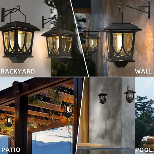 Miniatura 7 de Linternas Solares para Exteriores Impermeables Paquete de 2, Luces LED Solares Colgantes de Vidrio con Encendido/Apagado Automático, Linterna